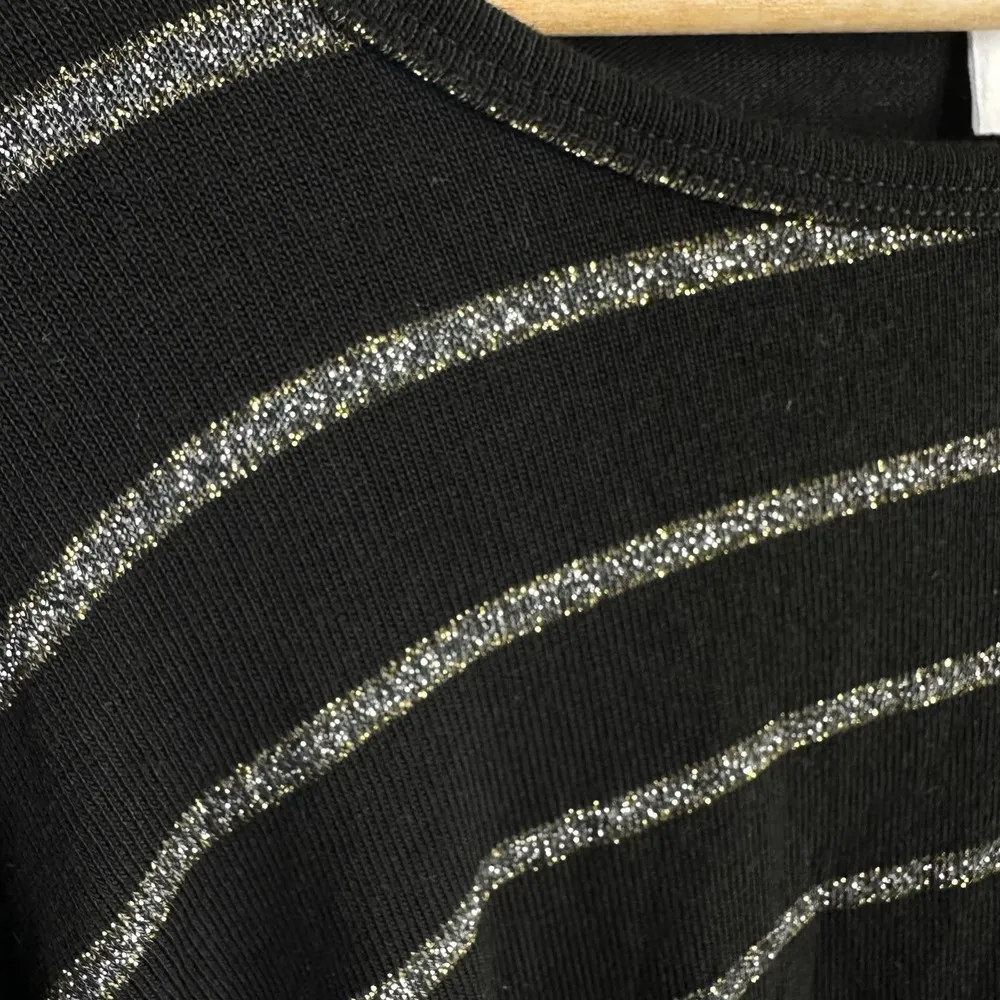 LNA Womens size XS Lily Long Sleeve Sparkle Metallic Striped Cropped Blouse Top - Image 4