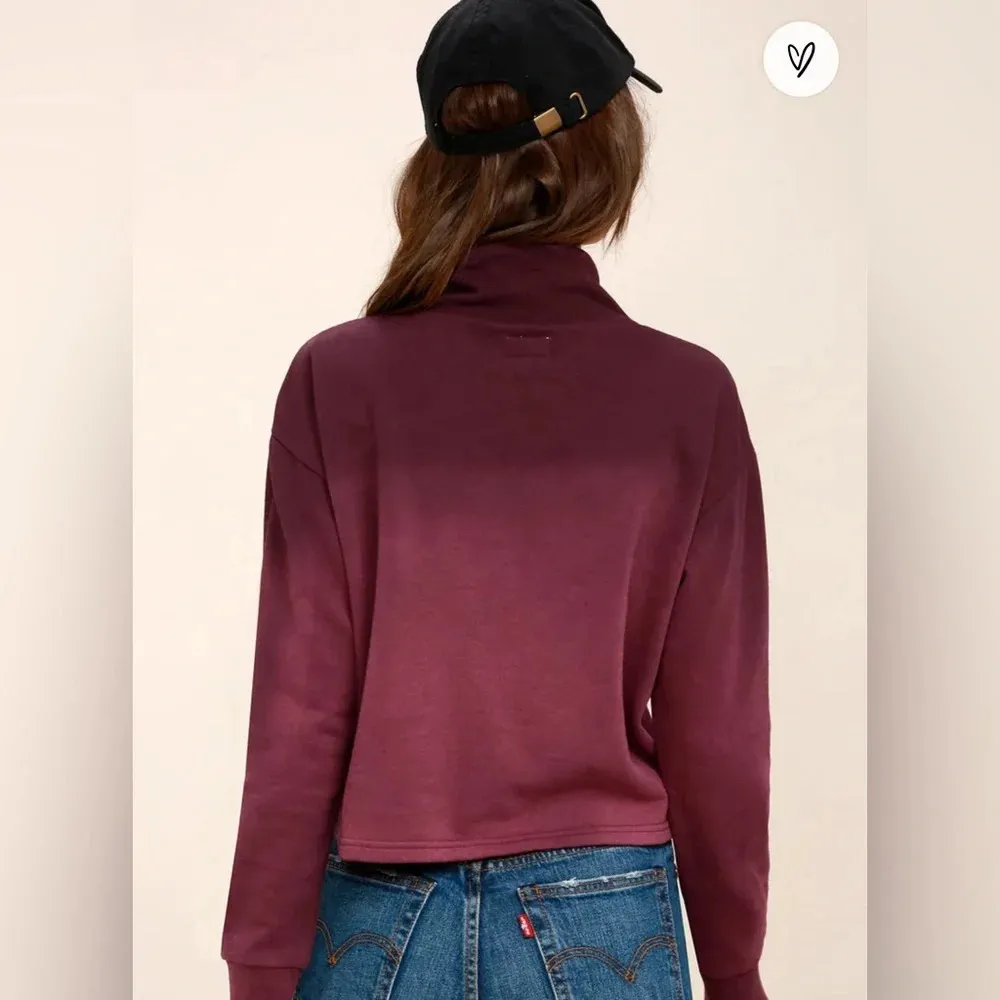 RVCA Smudged Plum Purple Ombre Cropped Mock Neck Sweatshirt - Image 10