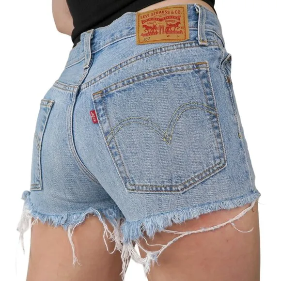 Levi's Levi’s 501 High Waisted Original Denim Shorts - Light Wash Blue - Image 2