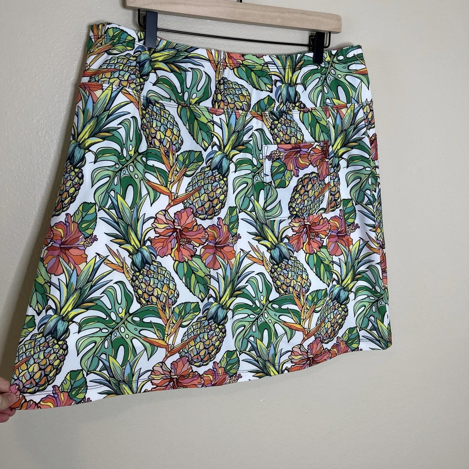 B SKINZ Athletic Tropical Pull On Golf Tennis Pickleball Skirt Skort XXL Preppy - Image 4