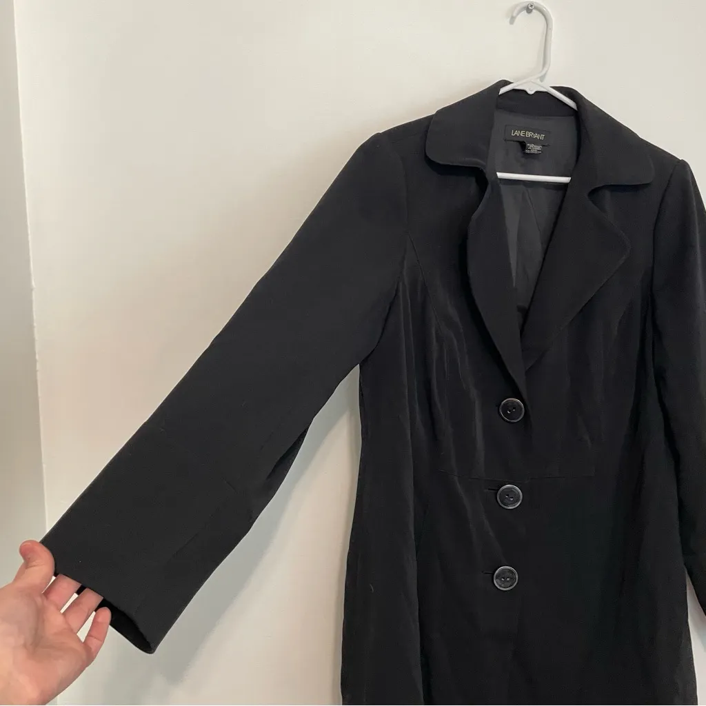 LANE BRYANT Plus Size Solid Black Three Button Long Duster Work Blazer or Jacket - Image 6