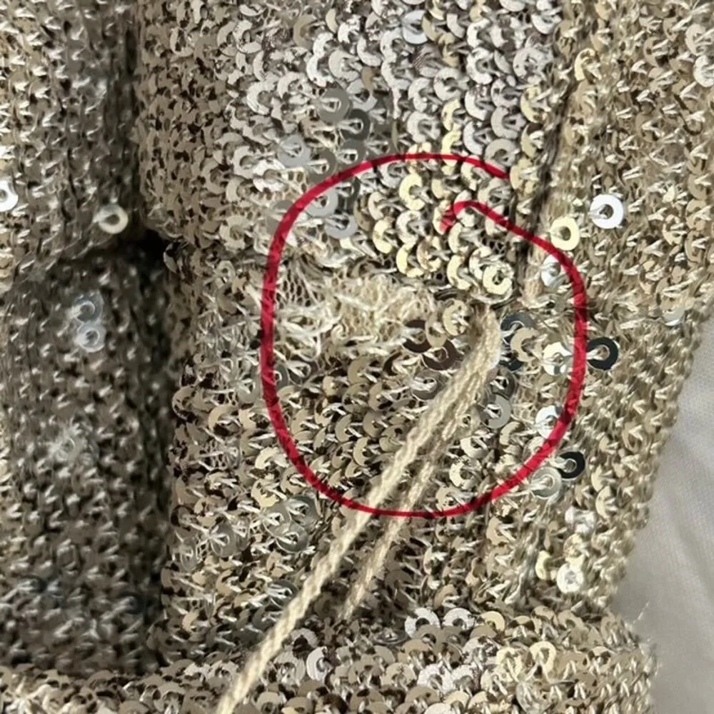 Megan Mini Dress, Champagne with Light Gold Sequins, size Small - Image 9