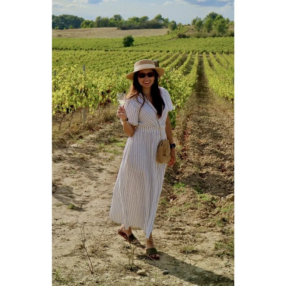 DEREK LAM 10 CROSBY x RTR White Stripe Linen Collar Knot Waist Shirt Dress 38 Size undefined - Image 13