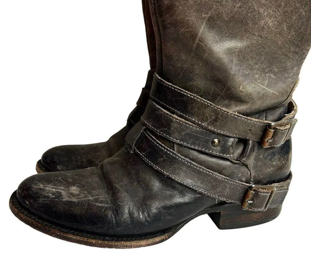 Freebird By Steven Womens 7 Irish Tall Leather Buckle Strap Riding Boots Brown - Image 3