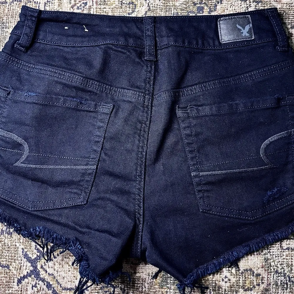 COPY - American Eagle Outfitters Women's Black Denim Shorts Hi-Rise Festival - Image 2