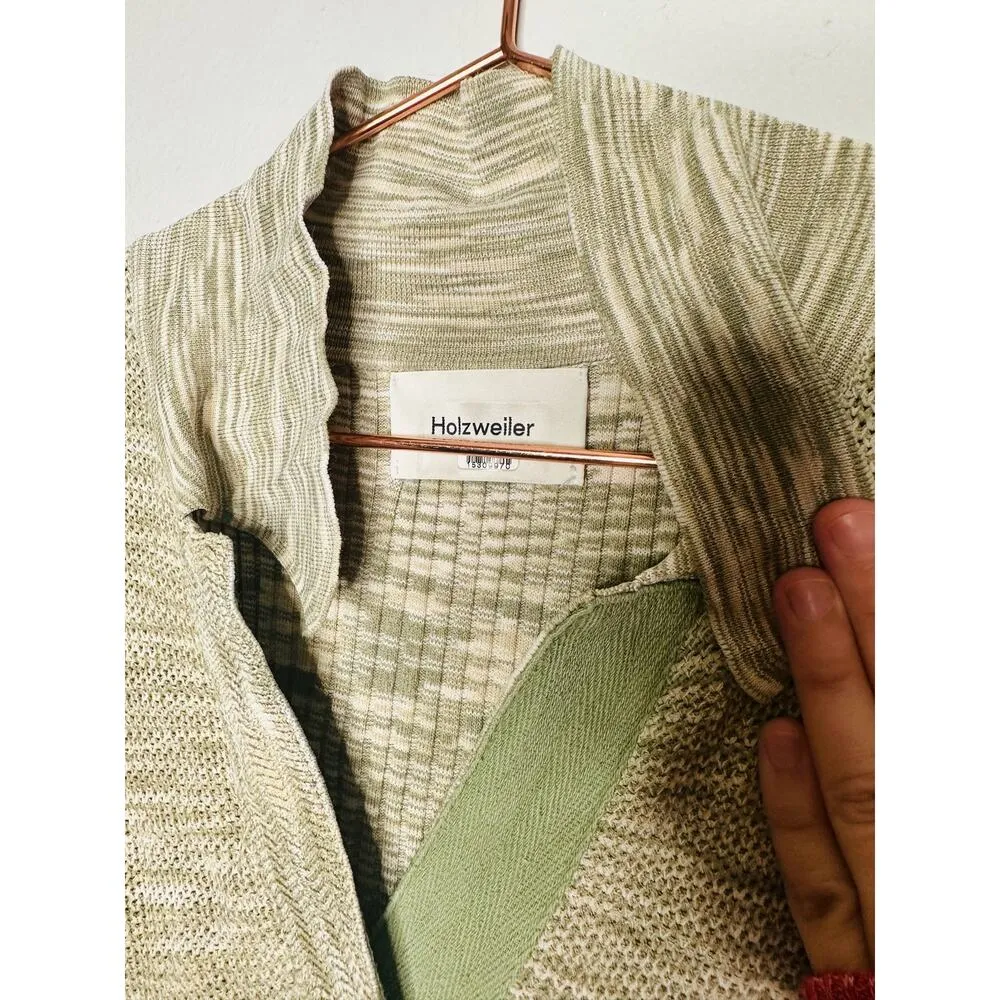 HOWZWEILER Green Knit Collared Neckline Pull On Smooth Knit Top size Medium - Image 8