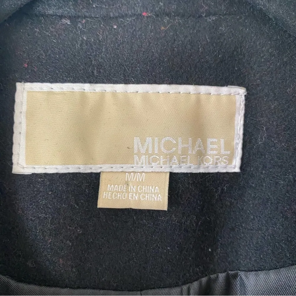 Michael Kors Black Wool Blend Peacoat Size Medium - Image 4