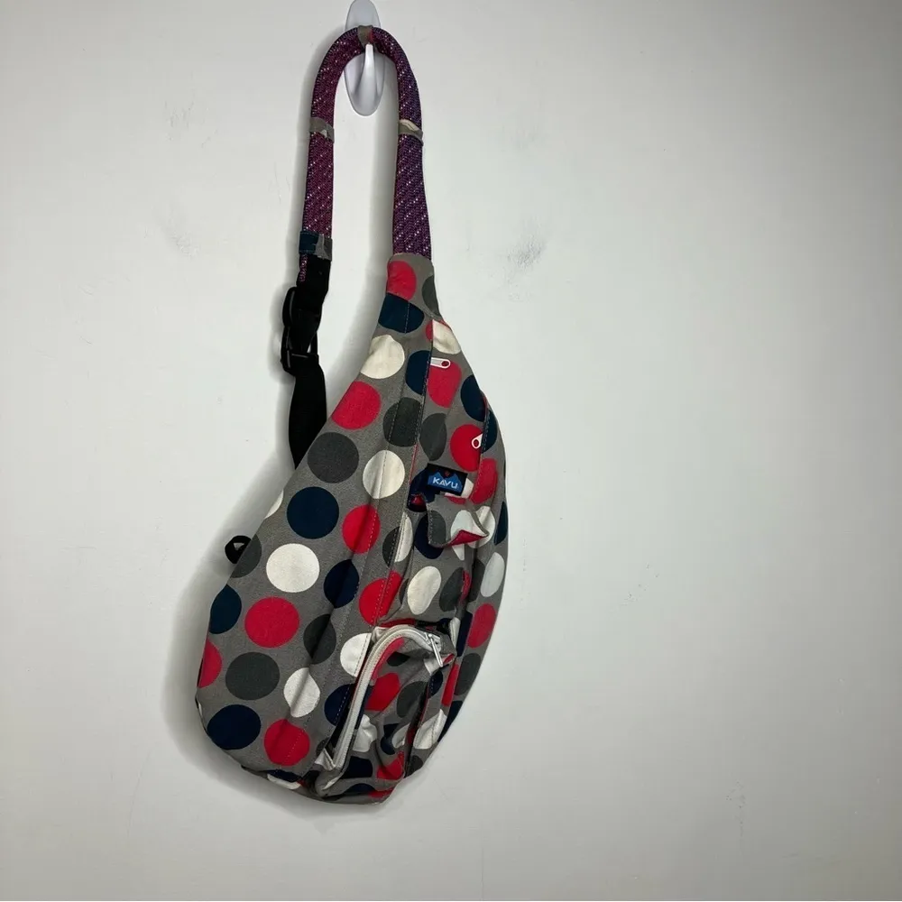 KAVU  Rope bag got dots gray canvas multicolored dots‎ - Image 2
