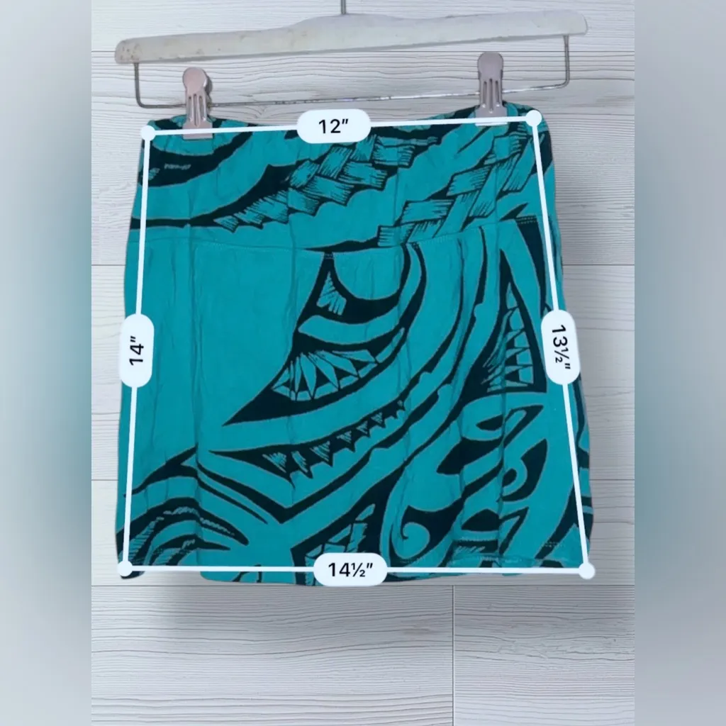 WAHINE TOA Women’s Tropical Hawaiian Tribal Print Mini Skirt Blue Size M - Image 5