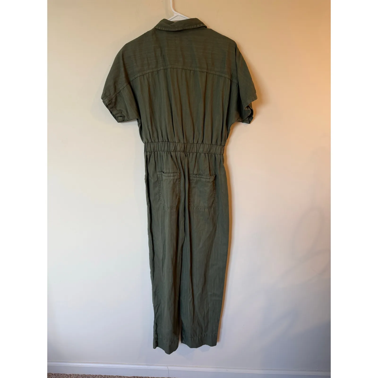 Universal Thread Waist Tie Straight Leg Pockets Jumpsuit Green Women's Size 8 - Image 3