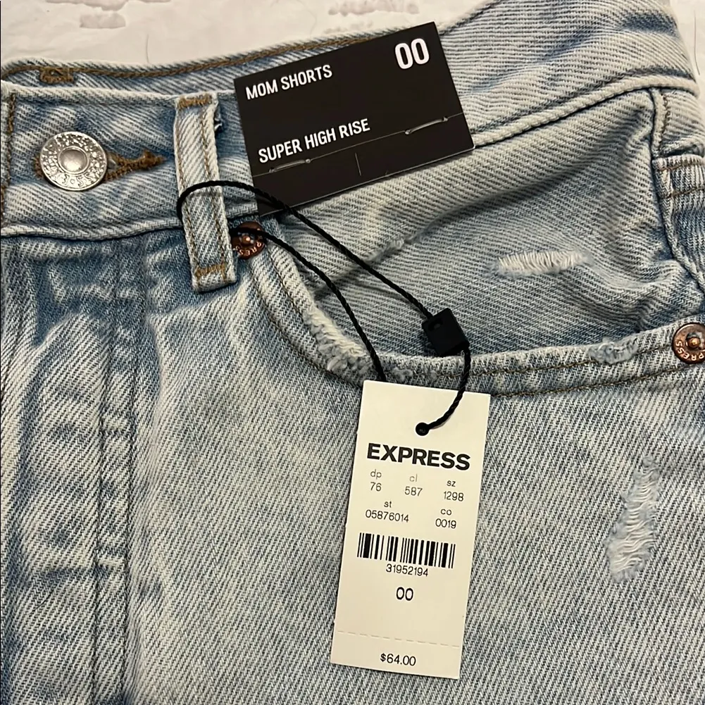 Express Blue Jean Shorts with Raw Hem - Image 2