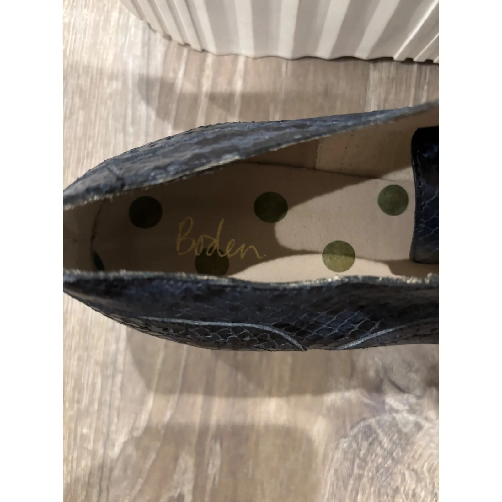 Women's Boden Oxford Snake Print Leather‎ Blue Lace Up Platform Shoes Sz 41 - Image 4