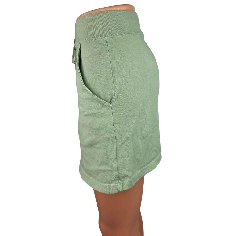 Brandy Melville Green 100% Cotton Drawstring Pockets A Line Mini Skirt Size S - Image 2