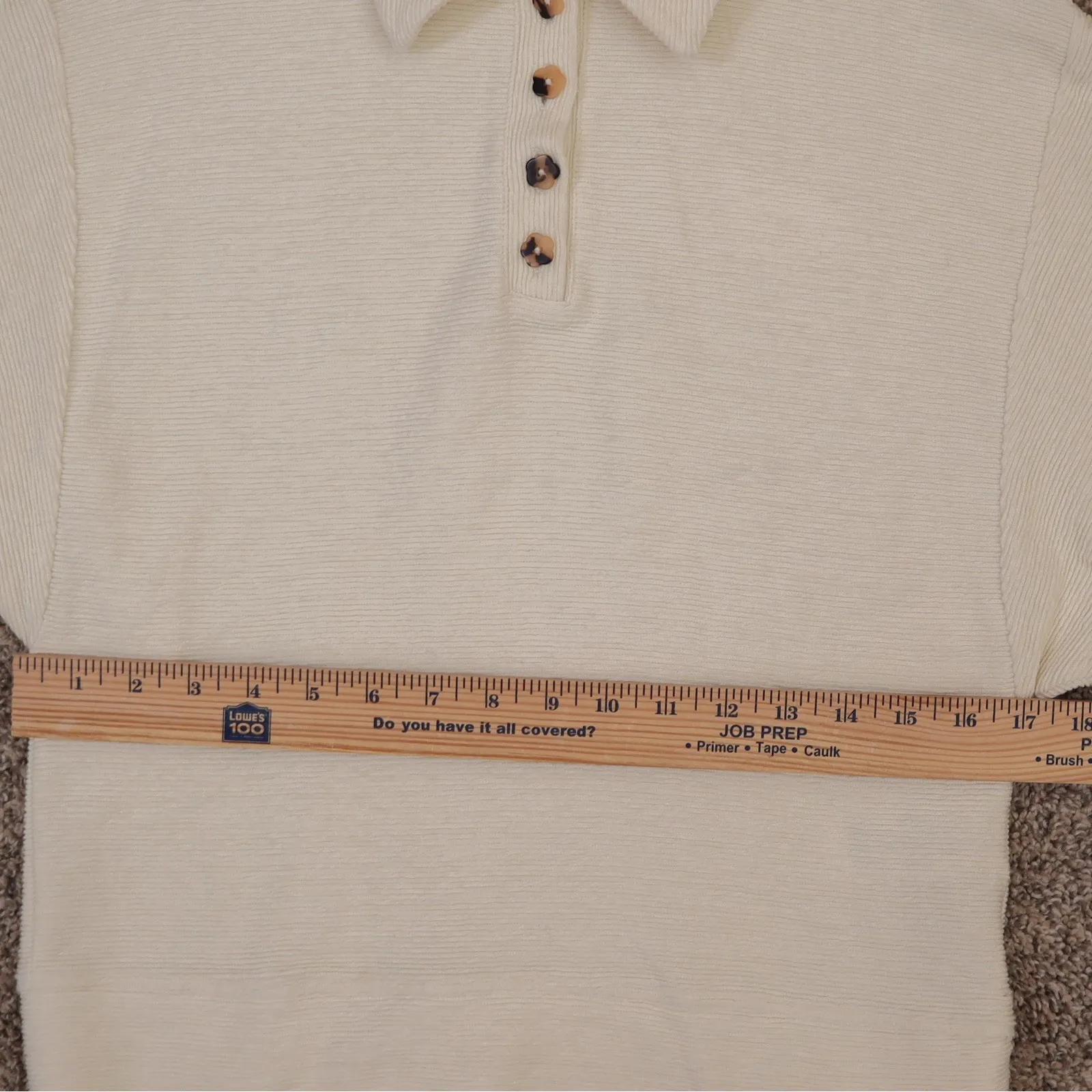 Madewell‎ Top Cream Ottoman Jacquard Polo Organic Cotton XS NC618 - Image 12