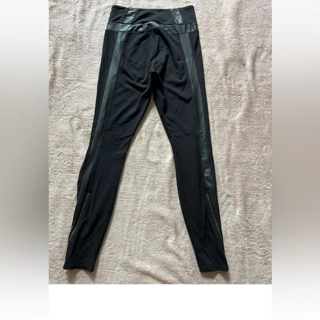 Athleta Ponte‎ Luxe Legging Faux Leather Womens Full Length Zip Pockets Sz Small - Image 10