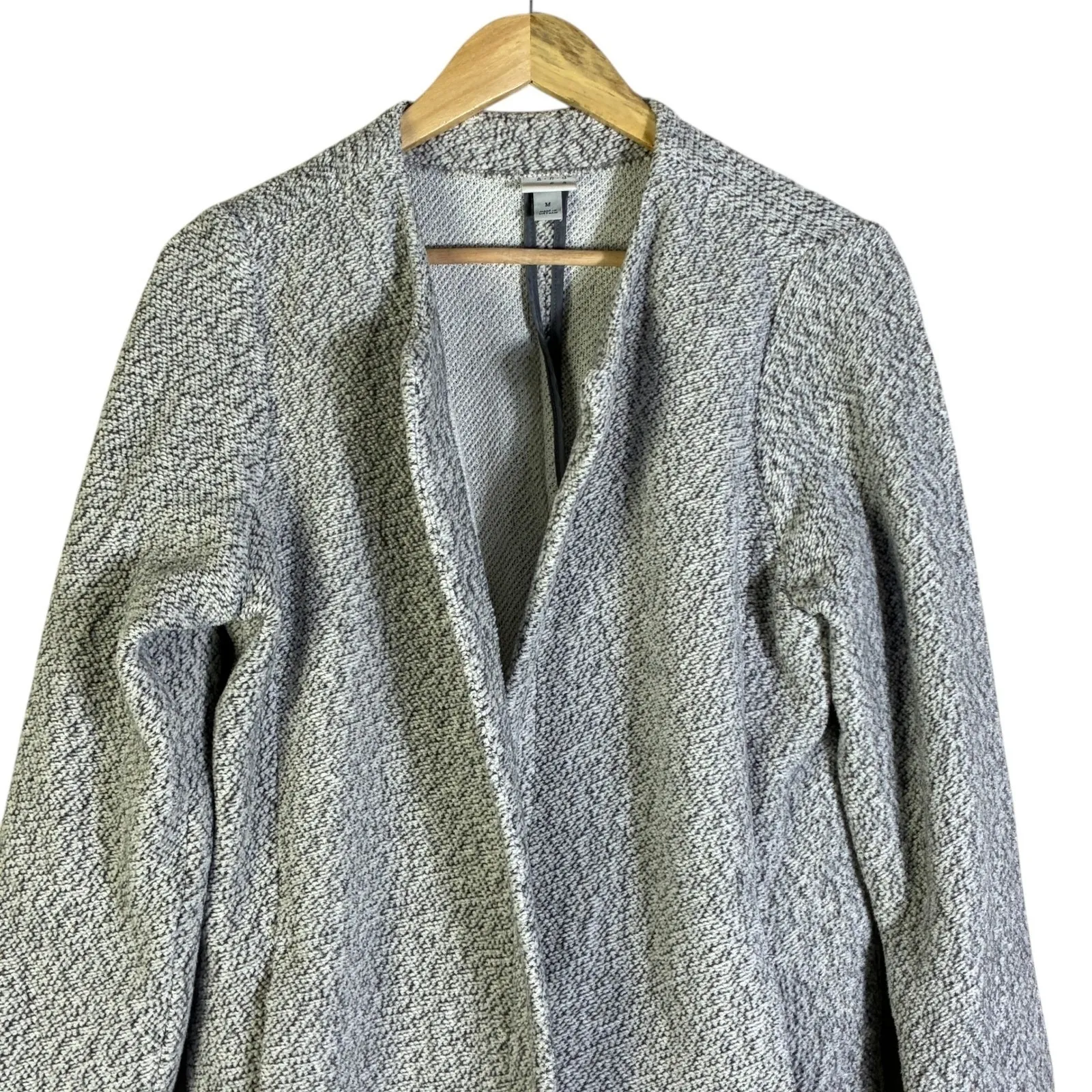 A NEW DAY Textured Knit Open Front Long Sleeve Coatigan Jacket Womens M Gray - Image 3