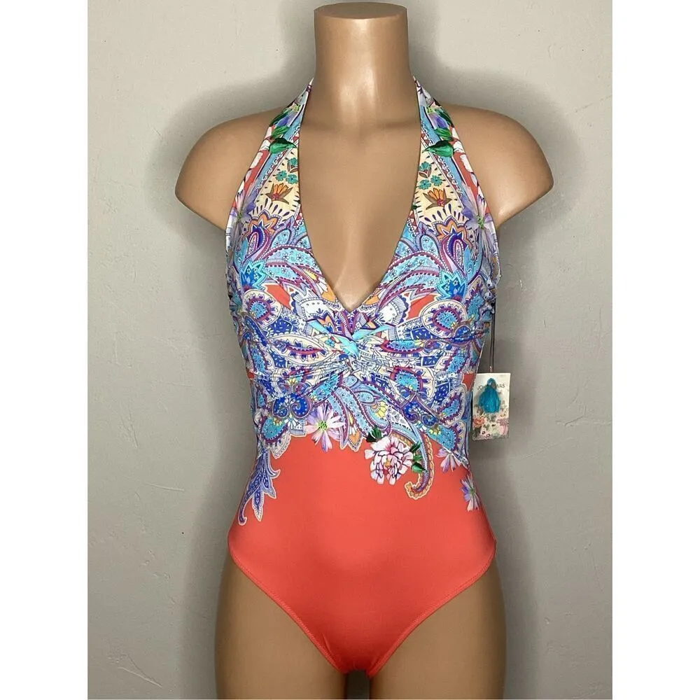 New. Johnny Was floral halter one piece swimsuit. Small. Retails $215 - Image 3