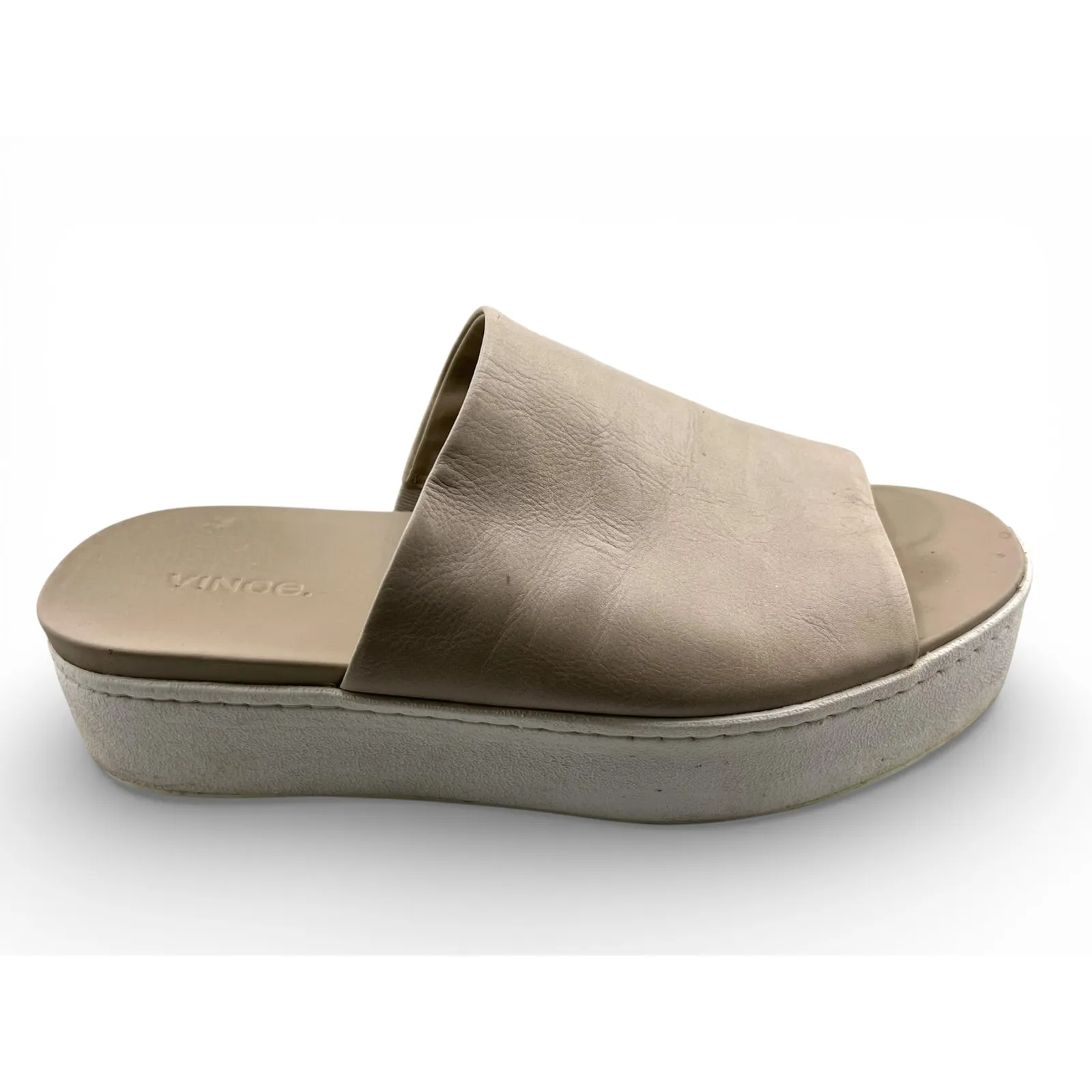 Vince 7 Walford platform slide sandal leather upper rubber sole nude designer - Image 2