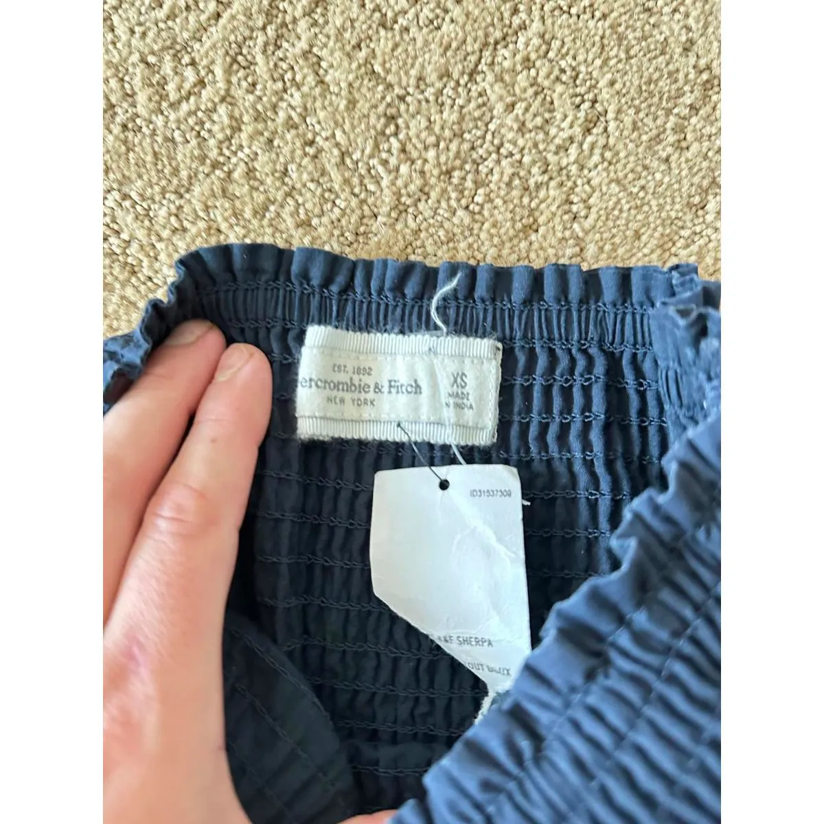 Vintage Y2K Abercrombie & Fitch Navy Polka Dot Strapless Dress – Size XS - Image 5