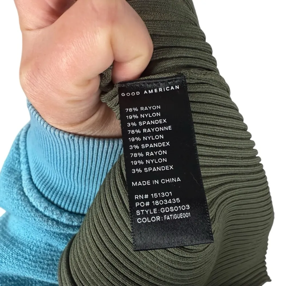 NWOT Good American Women’s Shine Rib Off Scoop Back Midi Dress Green S - Image 10