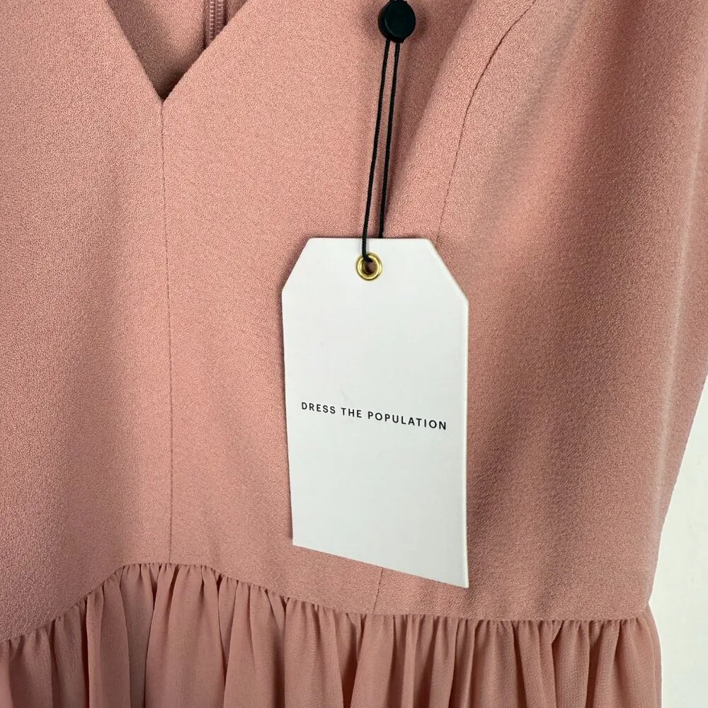 NWT Dress the Population Alicia Mixed Media Midi Dress Blush Pink Size Medium M - Image 8