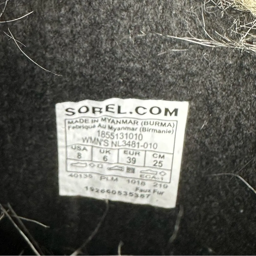 Sorel Women’s Size 8 Joan Of Arctic Lace Up Faux Fur Cuff Black Winter Boots - Image 12