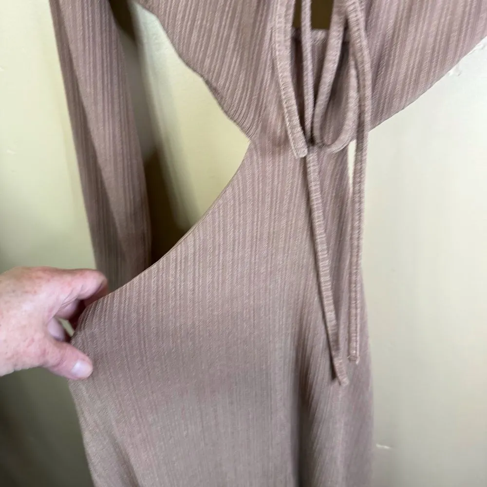 Le Lis Womens‎ L Mocha Textured Criss Cross Cut Out Dress Size Large Coquette - Image 5