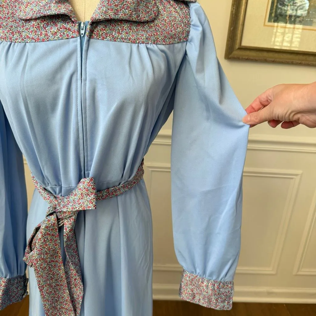 Vintage 70s Country Western Square Dance Dress S Blue - Image 5