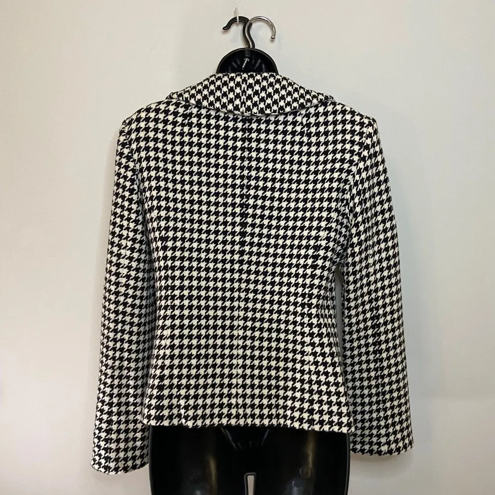 Pendleton Black White Houndstooth Blazer Wool Jacket Size 6 Virgin Lamb Wool - Image 5