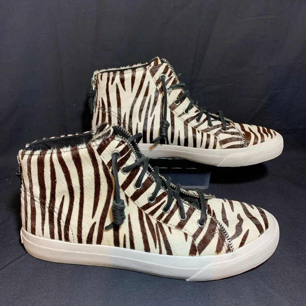 Sperry x Rebecca Minkoff High-Top Sneakers Athletic Zebra Calf hair sz 9 - Image 2