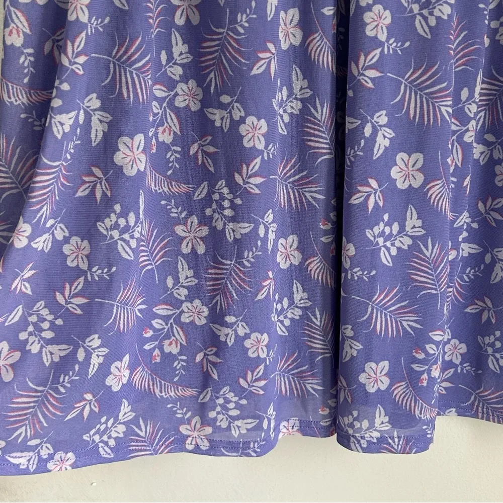 Luna Purple Floral High Neck Flowy Ruffle Dress L - Image 3