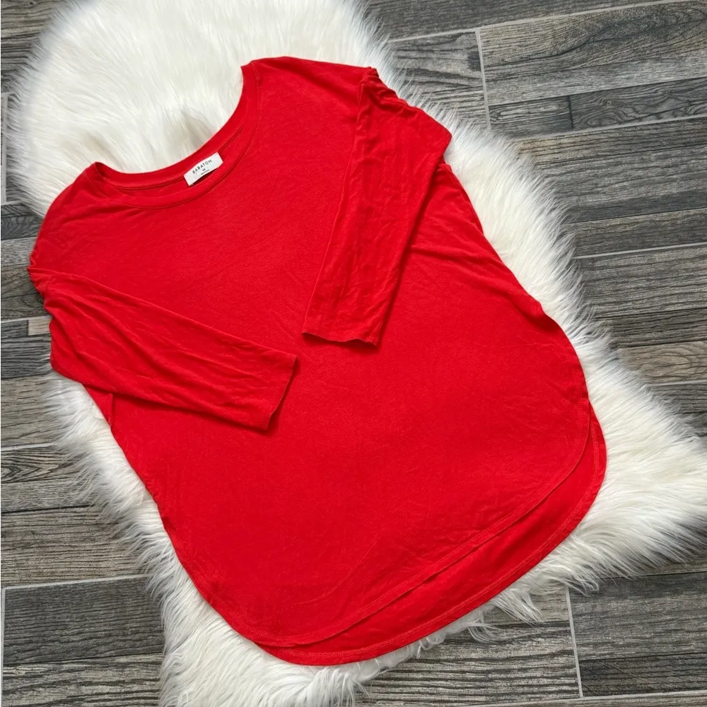 Aritzia Babaton Norris 3/4 Sleeve Shirt in Red - Image 3