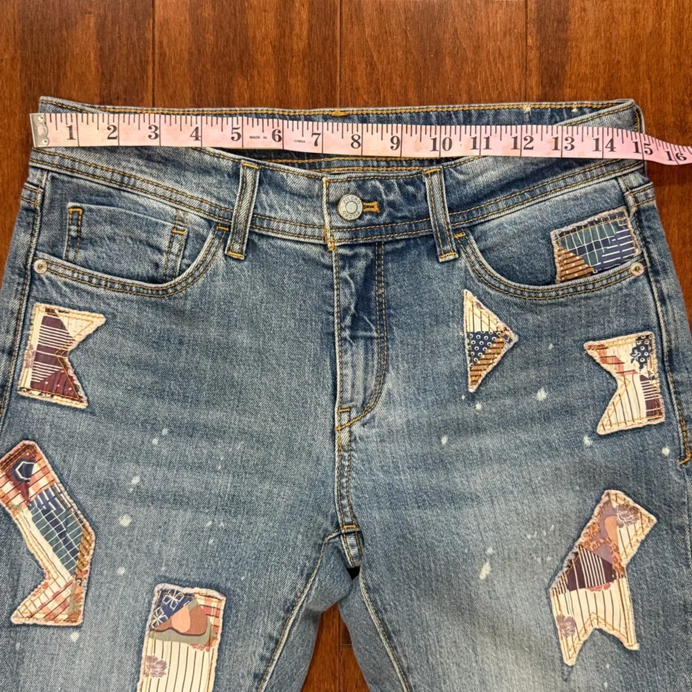 Pilcro Patchwork Slim Boyfriend Jeans Size 26 Blue - Image 6