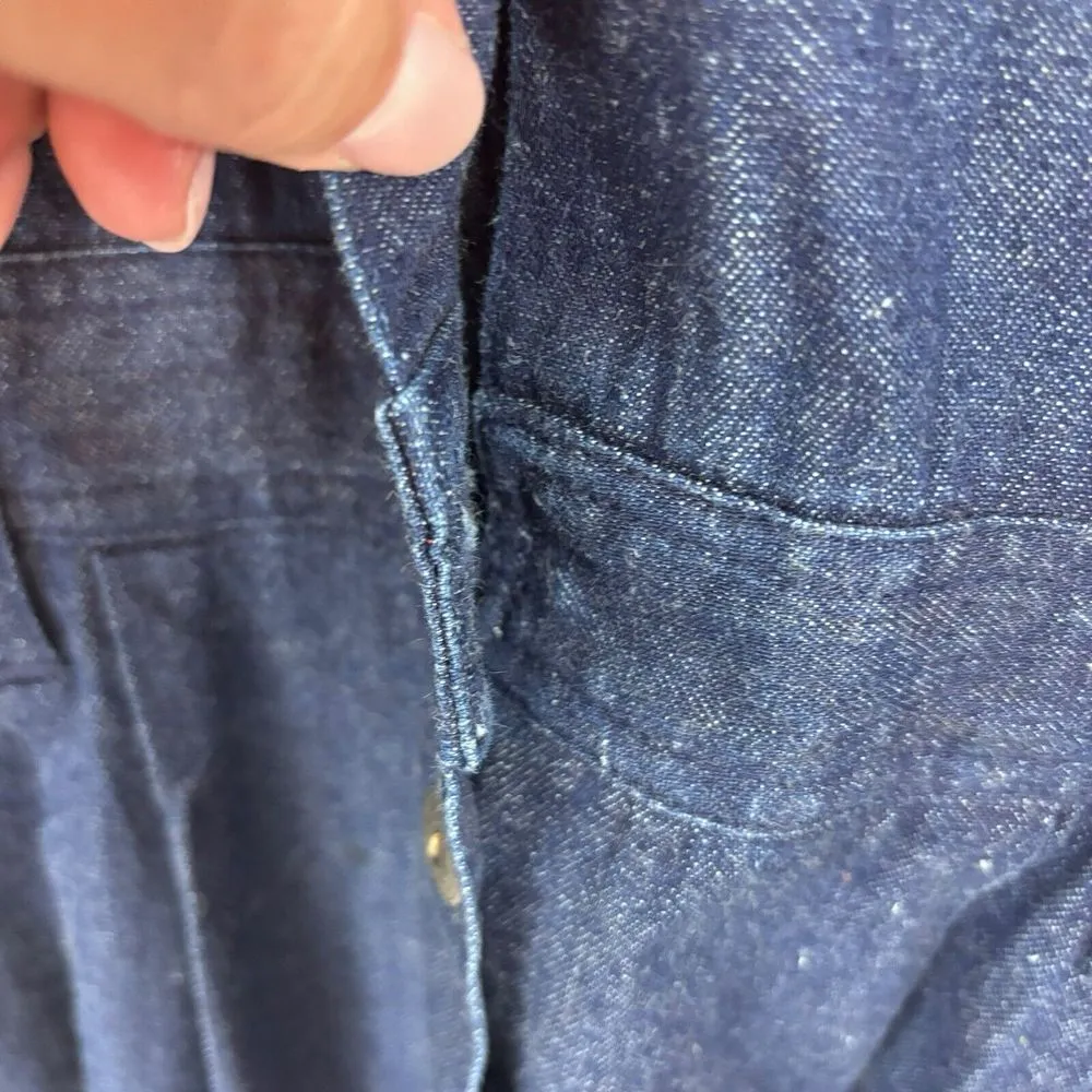 Max Z Denim Western Dress Rhinestones Studded‎ Maxi Vintage Pleated Sz 12 Blue - Image 8