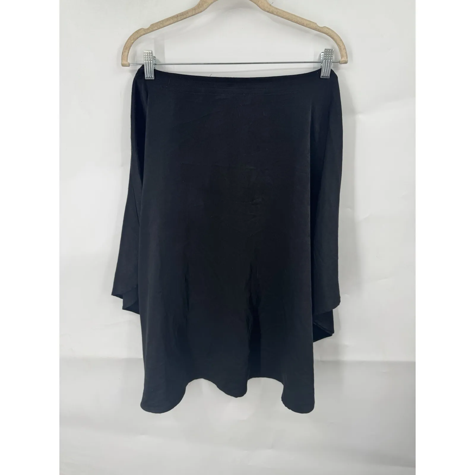 Chicos Black Satin Asymmetrical Skirt Women L/XL Whimsigoth Minimalist Retro - Image 3