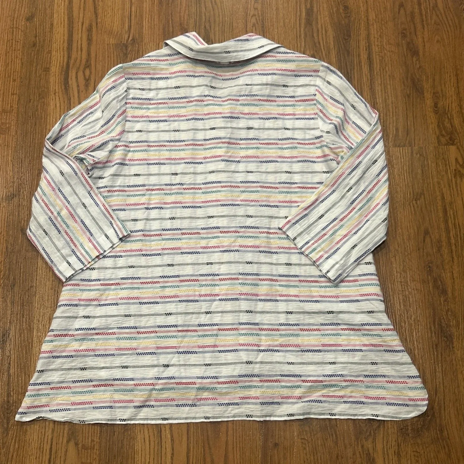 Habitat Button Up Shirt Womens Medium Wrap Around Fiesta Tunic Cotton Blend Top - Image 10