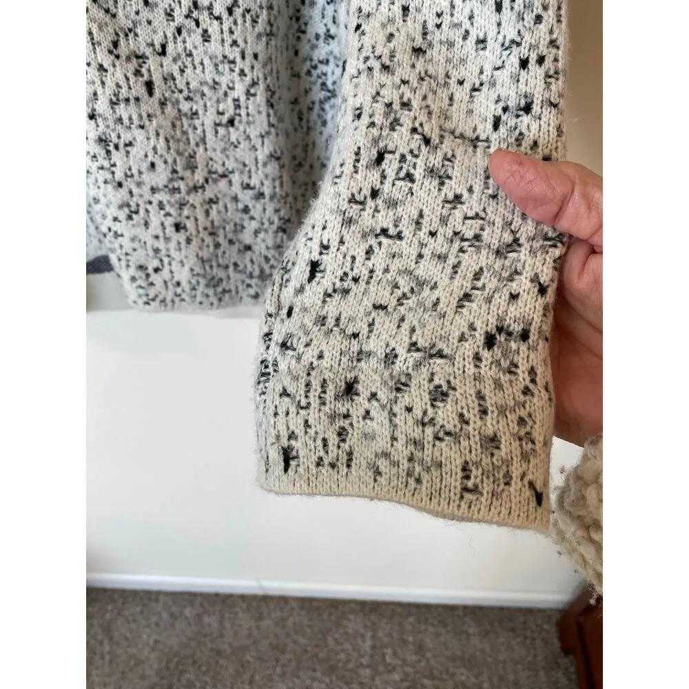 Marled Black Cream Cashmere Wool Blend Turtleneck Sweater Women’s Large - Image 4