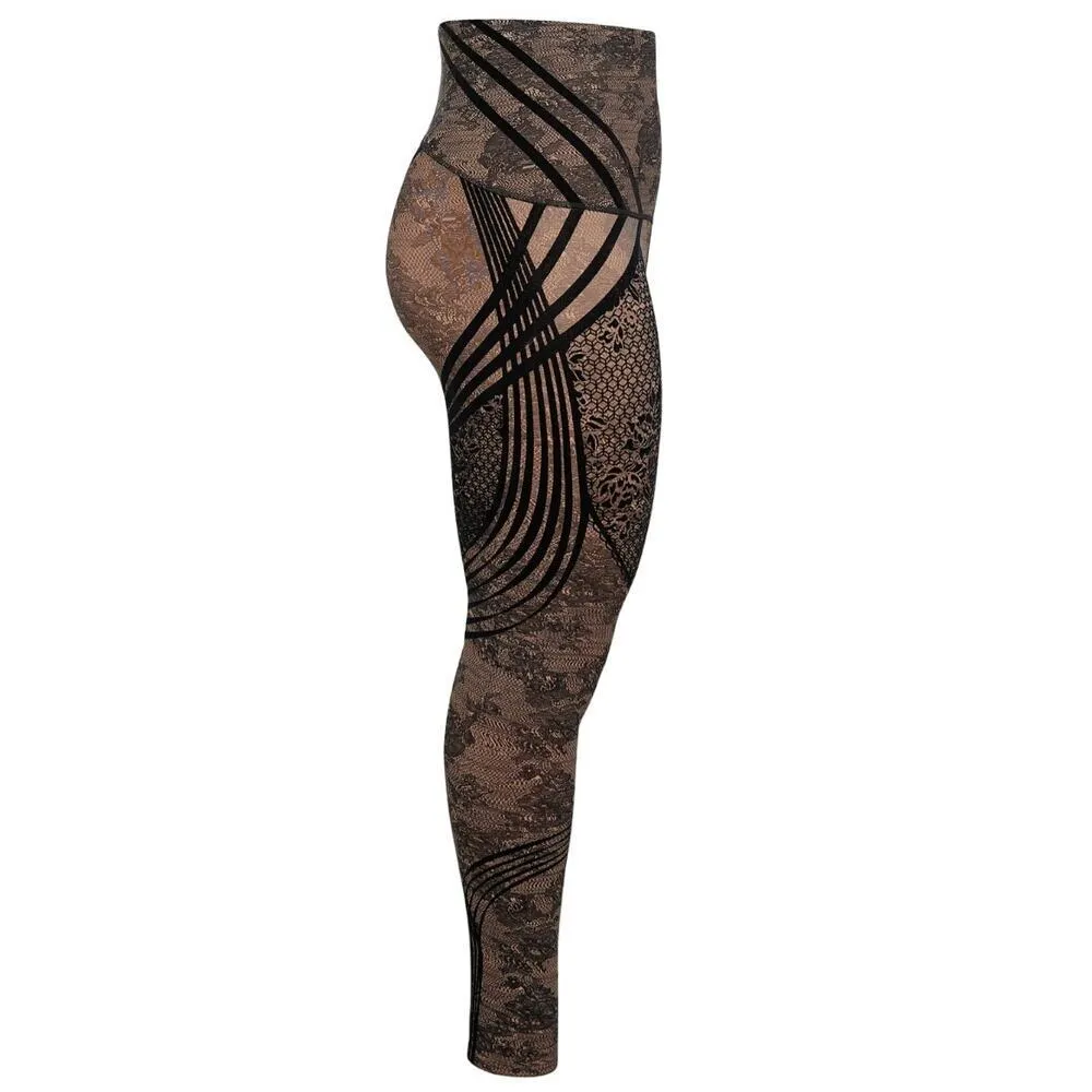 Savage X Fenty High Waist Legging in Terracotta Pink Distorted Lace, Size 2X​​​ Black - Image 2