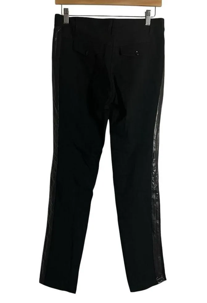 INC International Concepts Black Skinny Faux Leather Side Stripe Pants Size 8 - Image 7