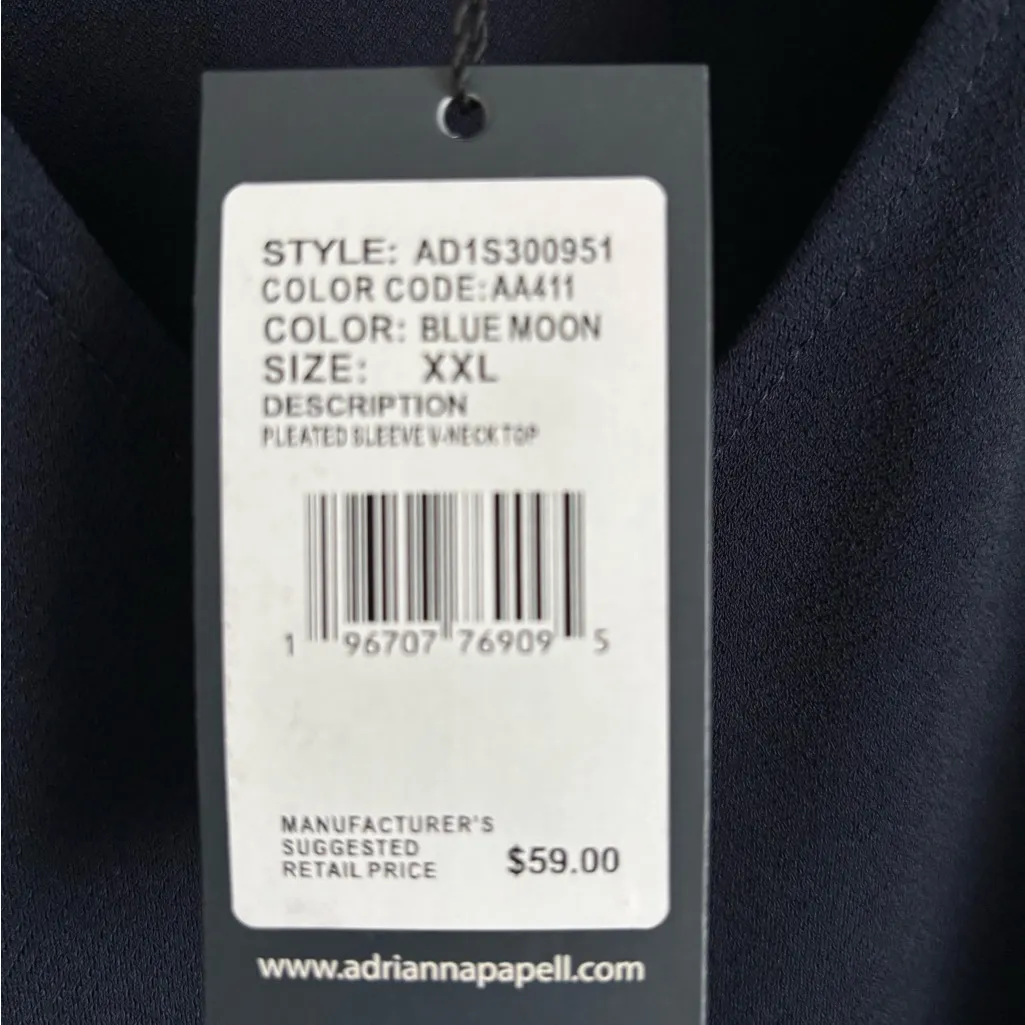 NWT! Adrianna Papell Navy Blue Double Ruffle Cap Sleeve Top – Size XXL - Image 4
