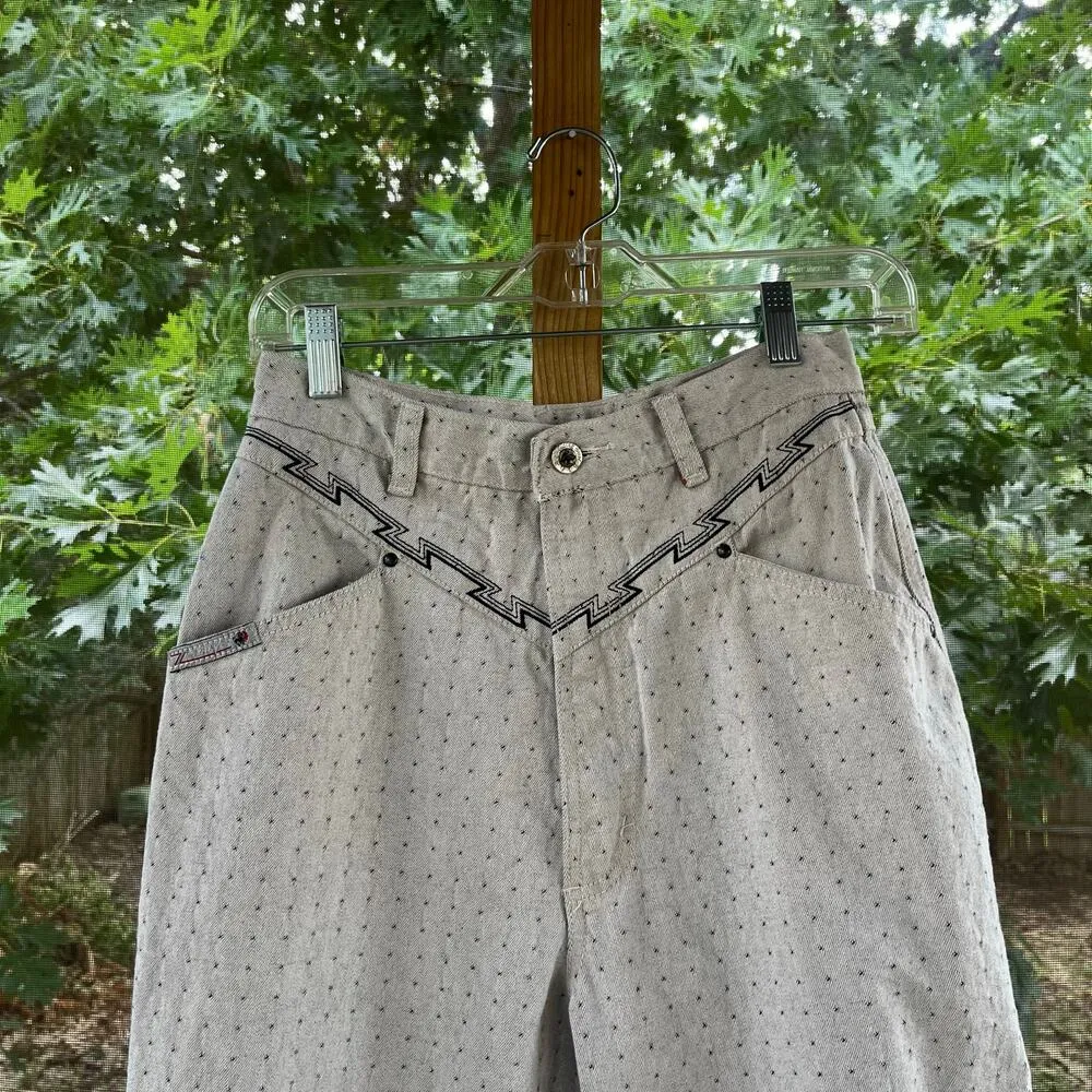 Blaze Women's Vintage Western Jeans Grey Printed Size 7/27 Gray - Image 3