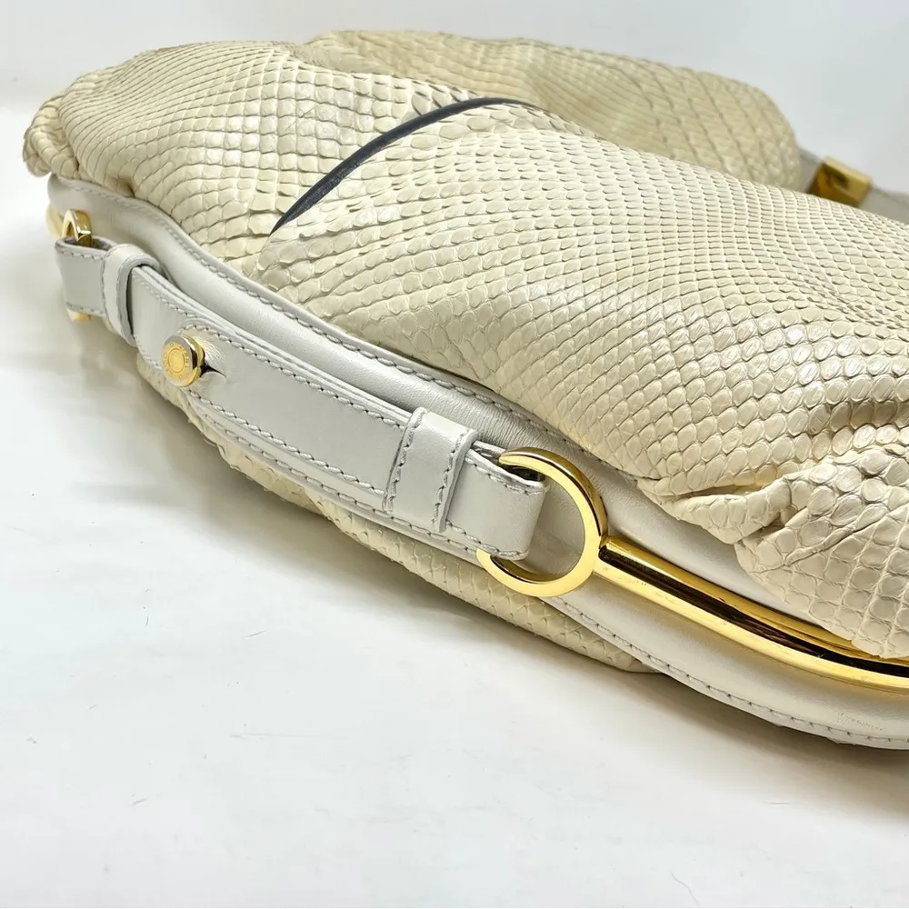 Jimmy Choo Authentic Python Snakeskin Hobo Bag Buttercream Ivory Shoulder bag - Image 7