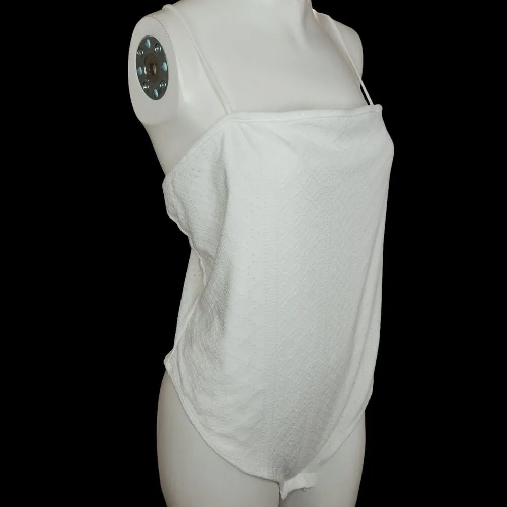 Rue21+ White Eyelet Spagetti Strap Bodysuit Womens 2X Snap Closure Lined NWT - Image 7