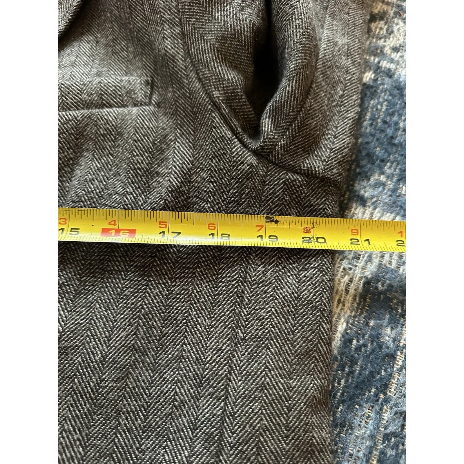 Y2K Wool Blazer American Eagle Brown Herringbone Countryside Academia Women Med. - Image 7