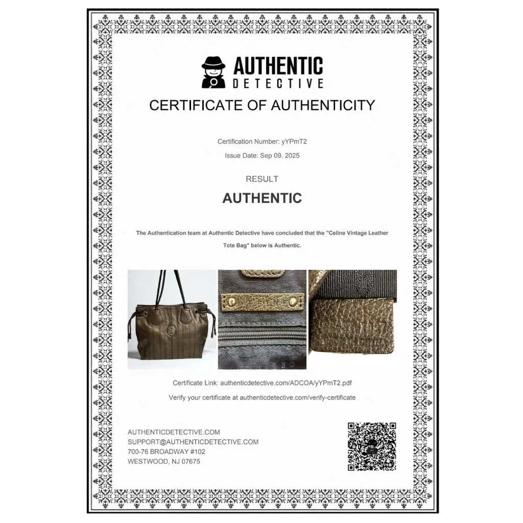 CELINE Authenticated  Bronze Metallic Brown Leather Tote Shoulder Bag Carriage - Image 11