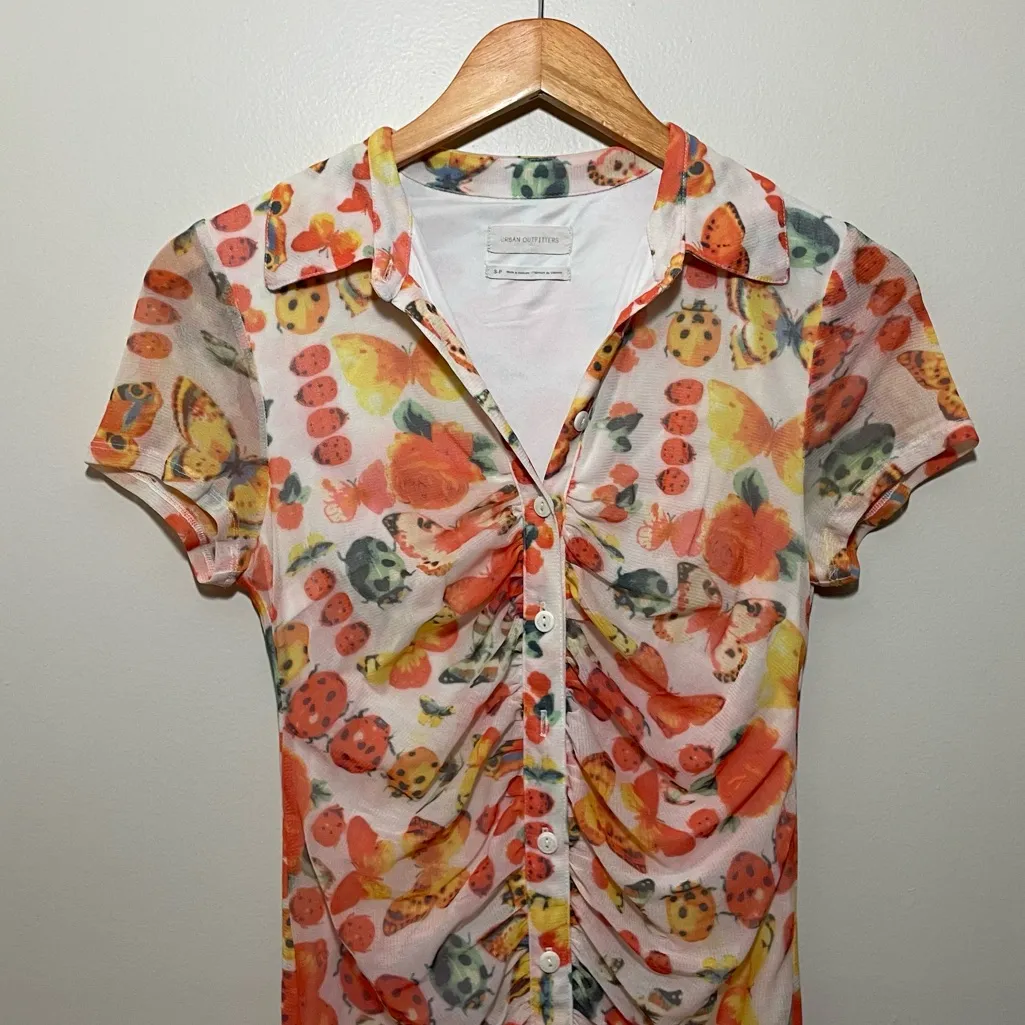 Urban Outfitters Riko Bodycon Butterfly Bug Mesh Dress - Image 2