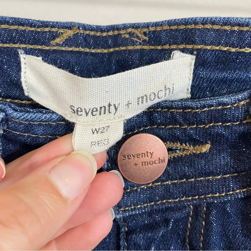 Anthropologie‎ Seventy + Mochi Mabel Wide Leg Jean Patch Pocket Dark VTG Size 27 - Image 6