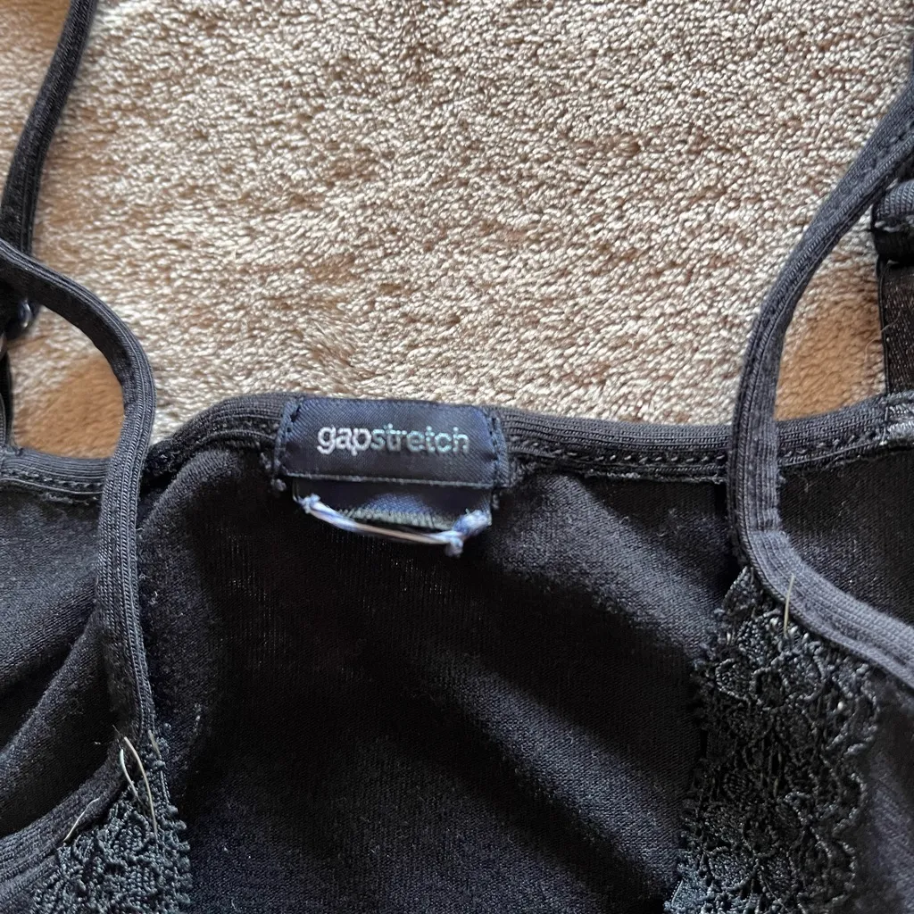 GAP Stretch Crop Basic Cotton Black Cami Tank Top Women’s Sz S GUC - Image 4