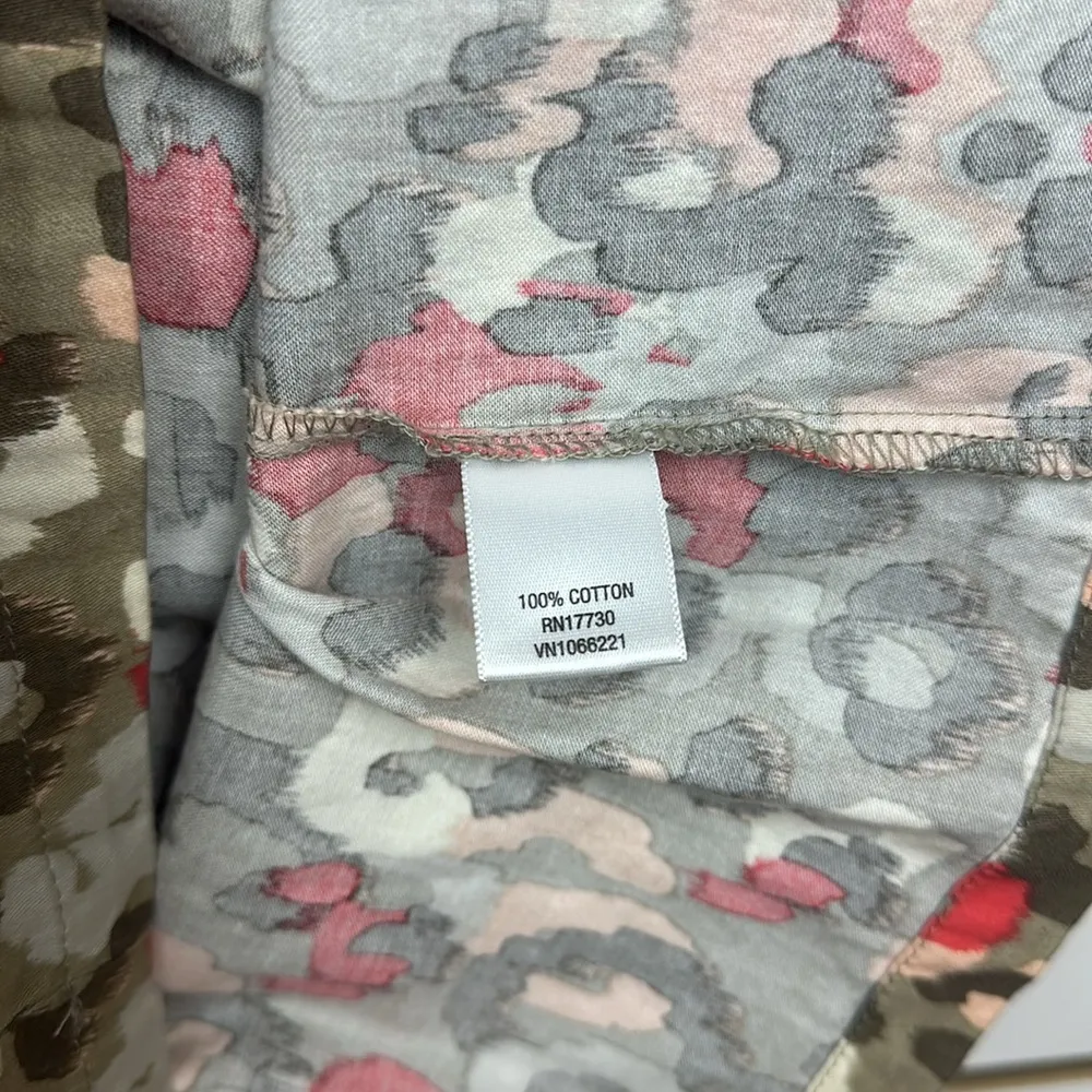 NWT-Merona Cap Sleeve Casual Dress Tan/Pink Abstract Print Sz L Cotton - Image 6