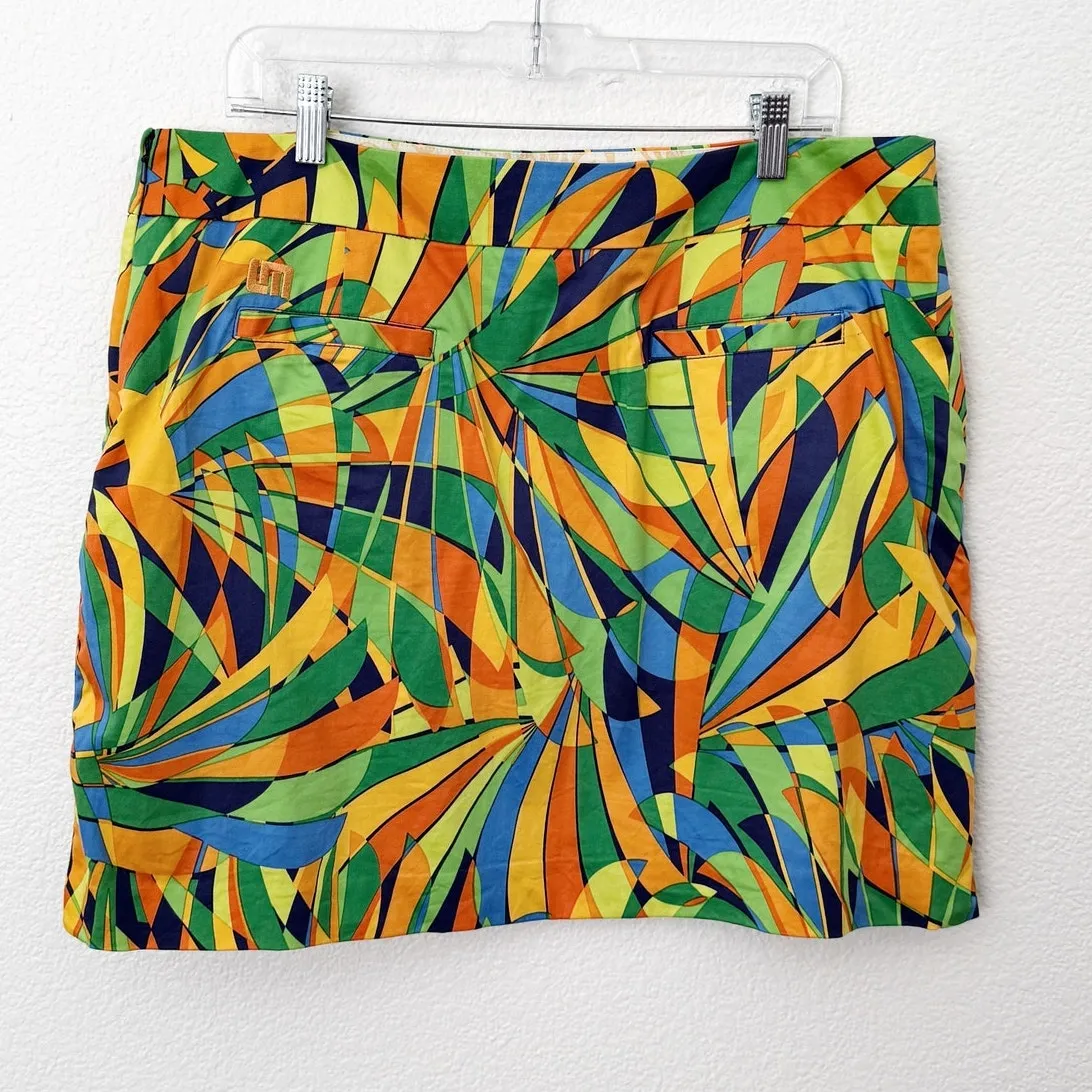 [Loudmouth] Jungle Bogey Geometric Mini Skort Golf Tennis Built In Shorts Sz 14 Green - Image 2
